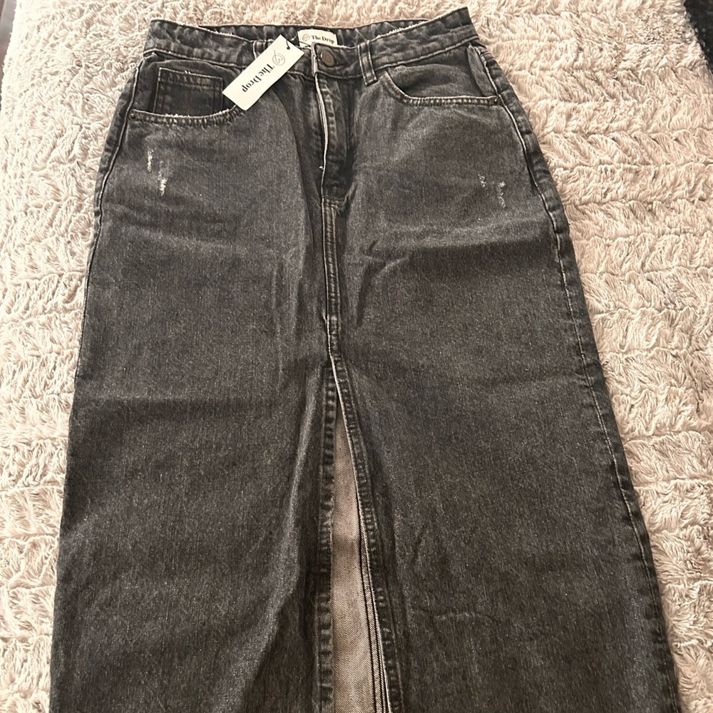 Black Denim Maxi Skirt